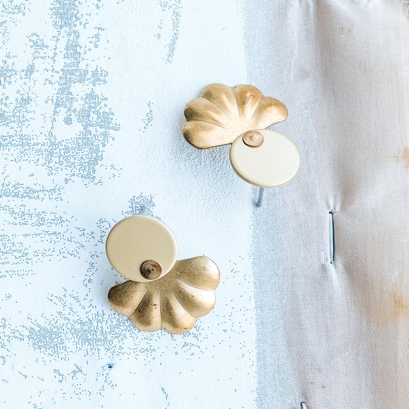 Brass Seashell Drop Earrings - Picture 2 of 3